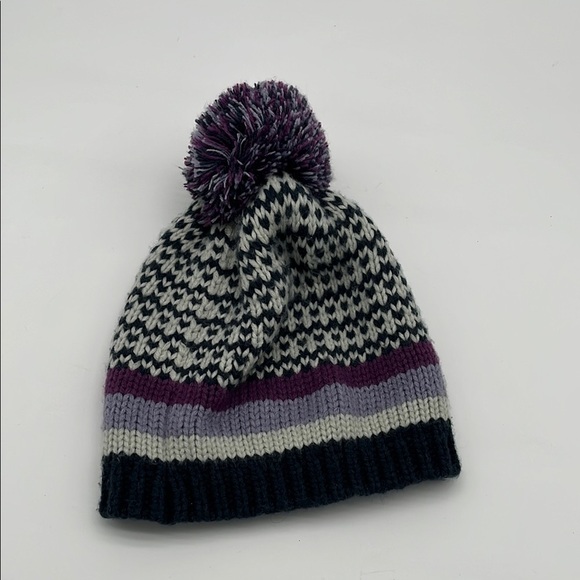 Outdoor Research Purple Striped Knit Pom-Pom Beanie One Size - Picture 3 of 5
